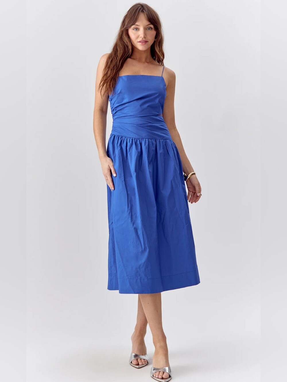 New Anthropologie Greylin Blue Square-Neck Dress 2026 XS
